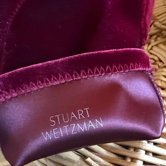 Stuart Weitzman Velvet Burgundy Ankle Booties